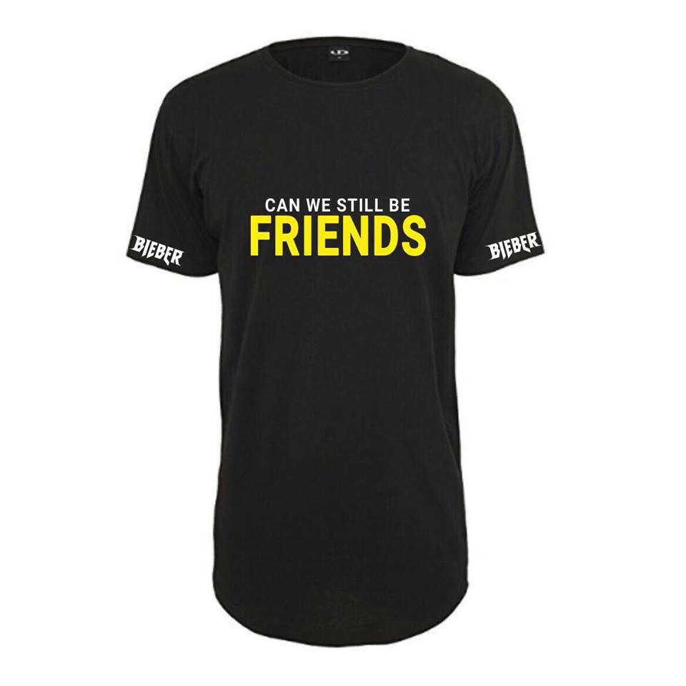 ATLBIEBUR designs Can we still be FRIENDS Bieber Black T-Shirt