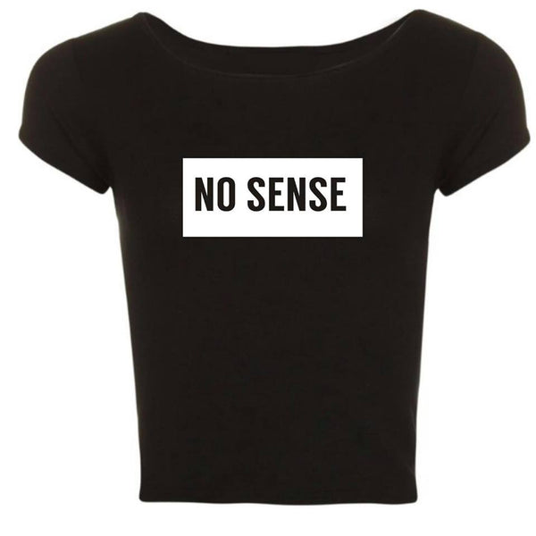 ATLBIEBUR designs NO SENSE Black cropped t-shirt