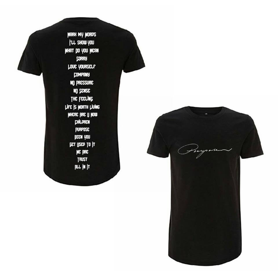 ATLBIEBUR designs Purpose Album Song List Black T-Shirt