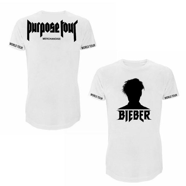 ATLBIEBUR designs Purpose Tour Merchandise - Bieber Silhouette White T-Shirt