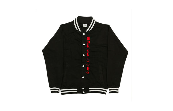 PURPOSE world tour Black/Red Varsity Jacket