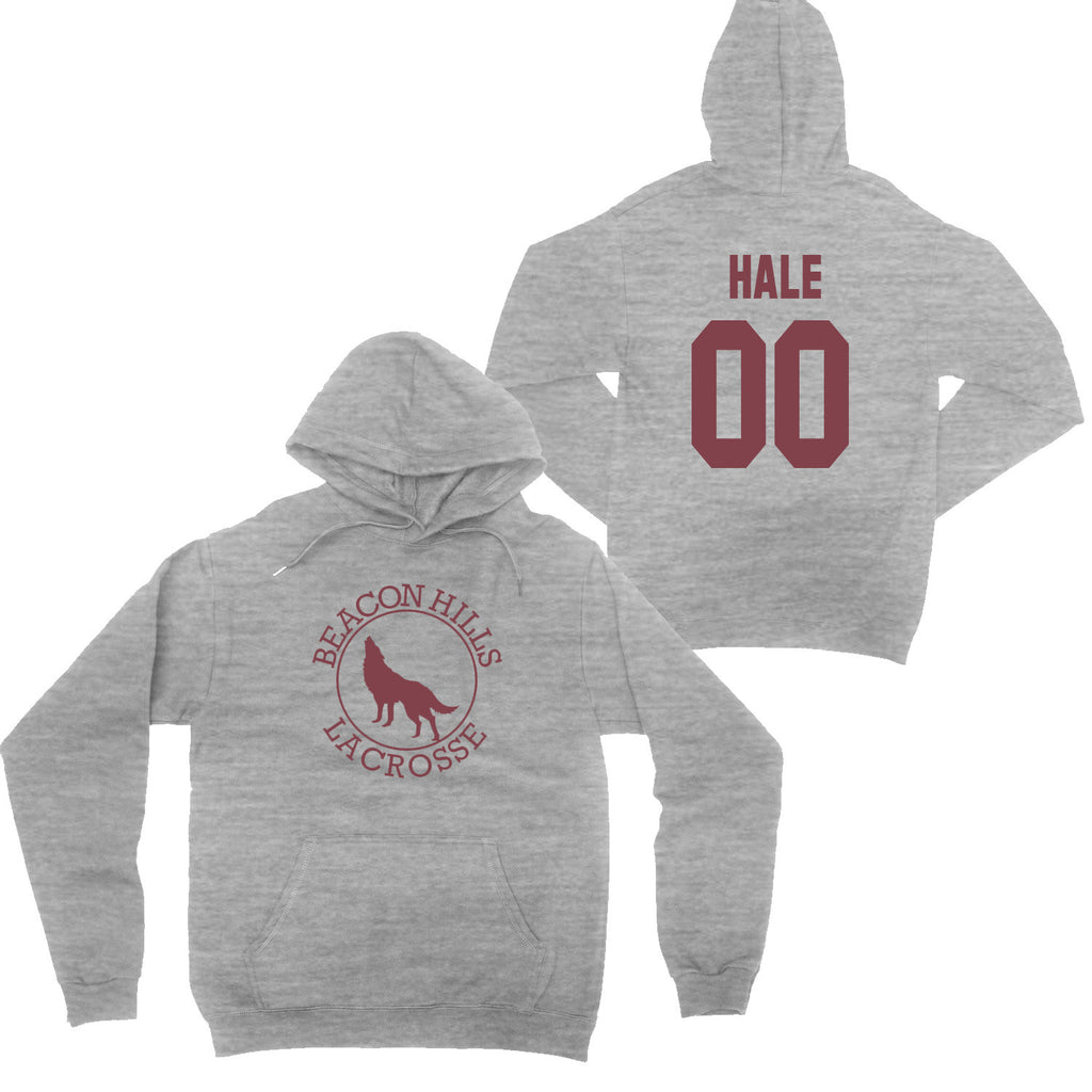 Beacon Hills - Design 2 - Grey Hoodie. Choice of names on back!