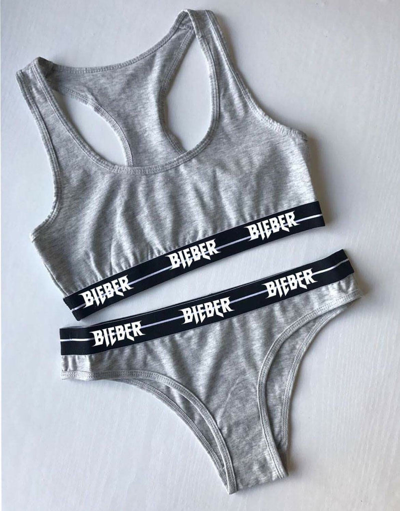 BIEBER Sports bralette and pants underwear set in grey