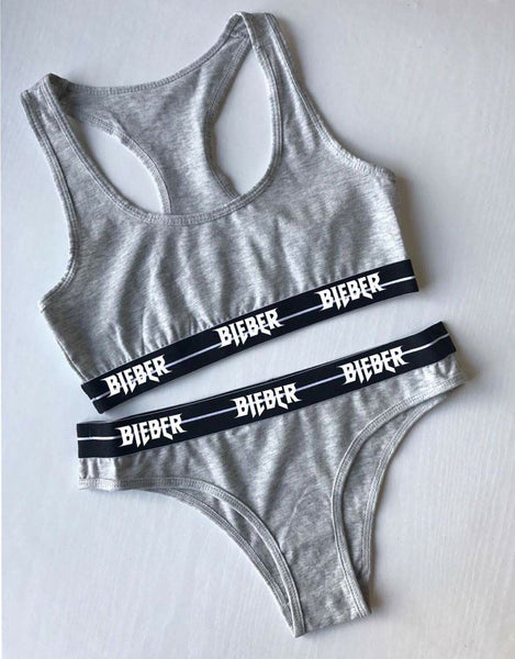 BIEBER Sports bralette and pants underwear set in grey