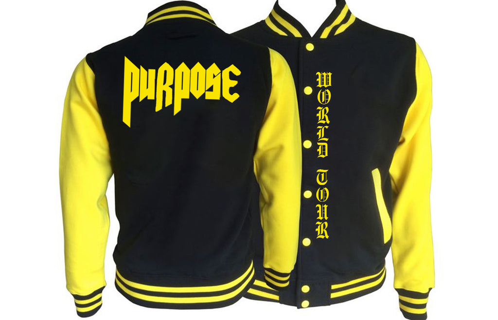 PURPOSE world tour Black/Yellow Varsity Jacket