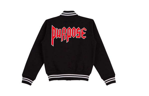 PURPOSE world tour Black/Red Varsity Jacket