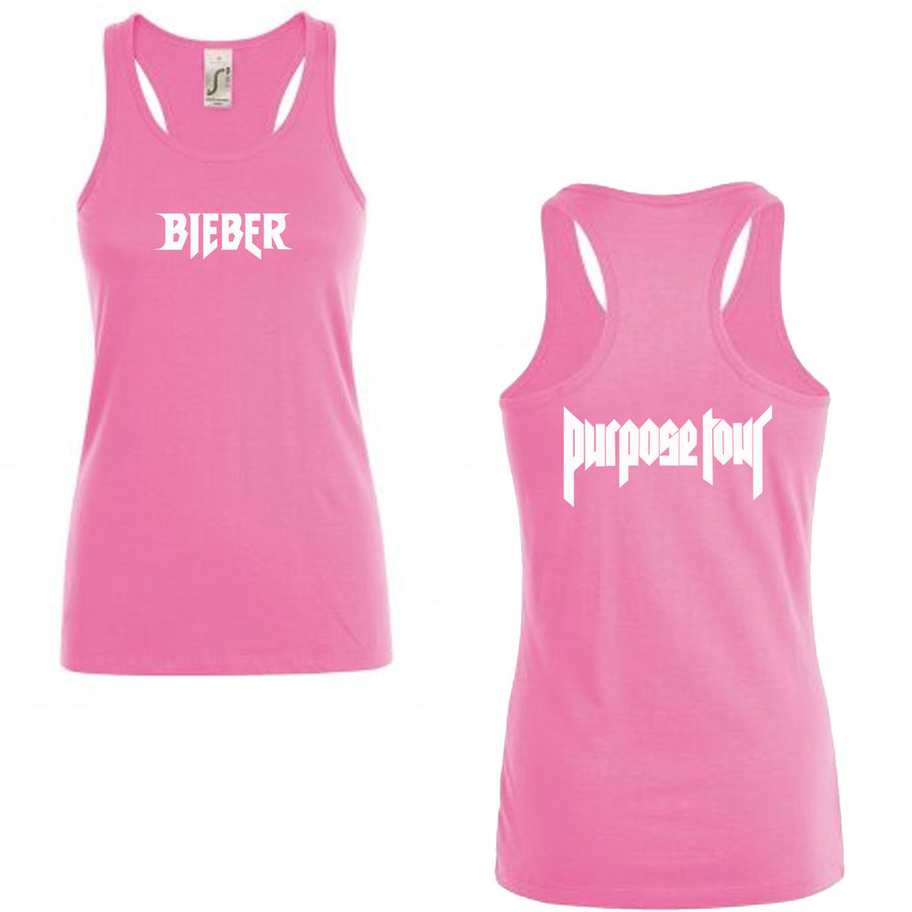 SUMMER - Ladies fitted Racerback PINK Vest/Tank Top Bieber Purpose Tour