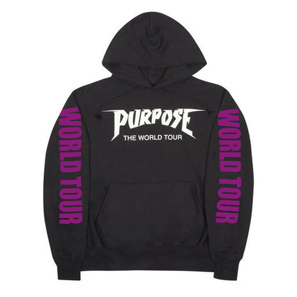 Purpose PARIS Purple The World Tour -Black Hoodie