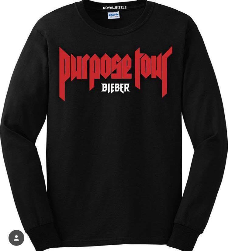 Royal.Bizzle designs Purpose Tour Bieber Black Long Sleeve t-shirt