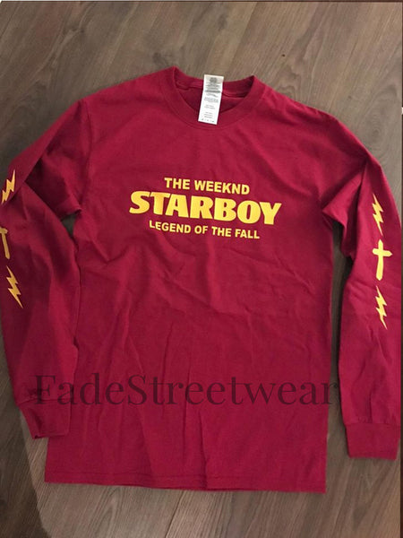 The Weeknd Starboy Long Sleeve Red T-Shirt