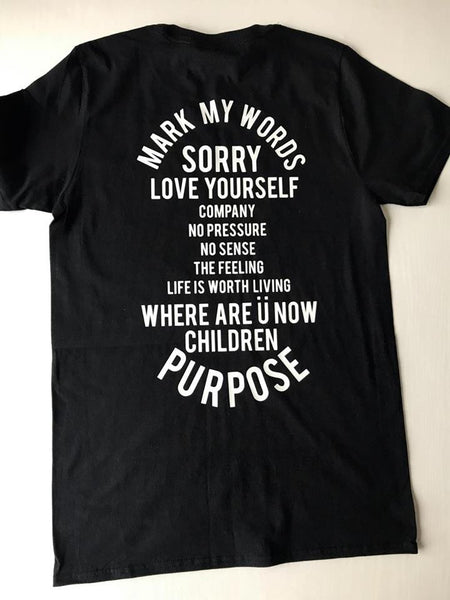 Bieber - Purpose Album List NEW Black Short Sleeve t-shirt street