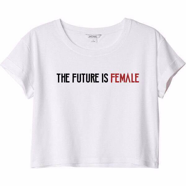 MYCOOLBIEBER designs THE FUTURE IS FEMALE white cropped top