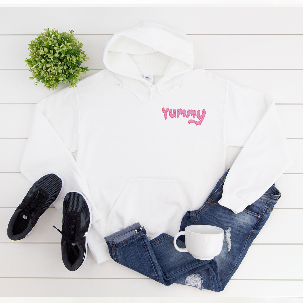 Yummy pocket design - White Hoodie